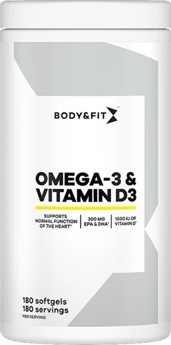 Body &amp; Fit Omega-3 ja D3-vitamiini - 180 pehmeäkapselia