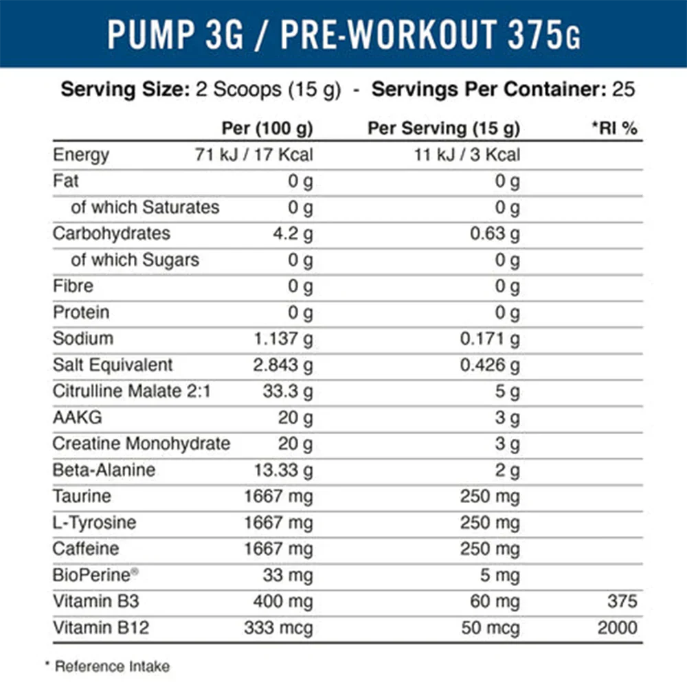 Applied Nutrition Pump 3G Pre-Workout - 375 g Sateenkaari Yksisarvinen