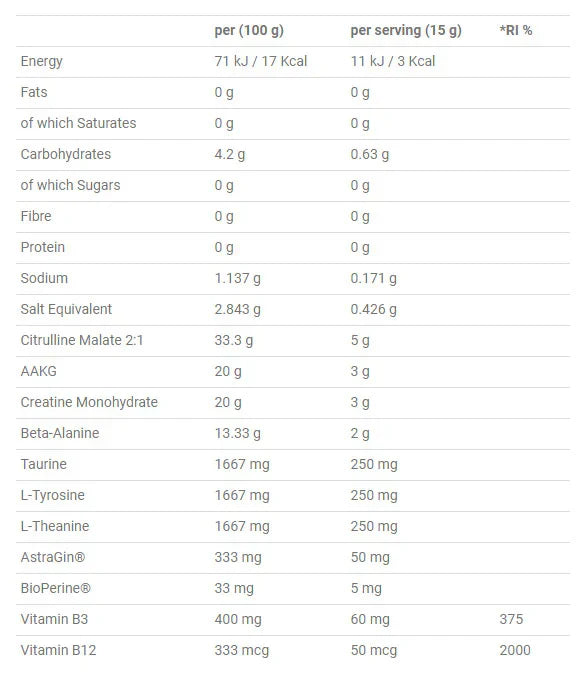 Applied Nutrition Pump 3G Zero Stim - 375 g hedelmäpurkaus