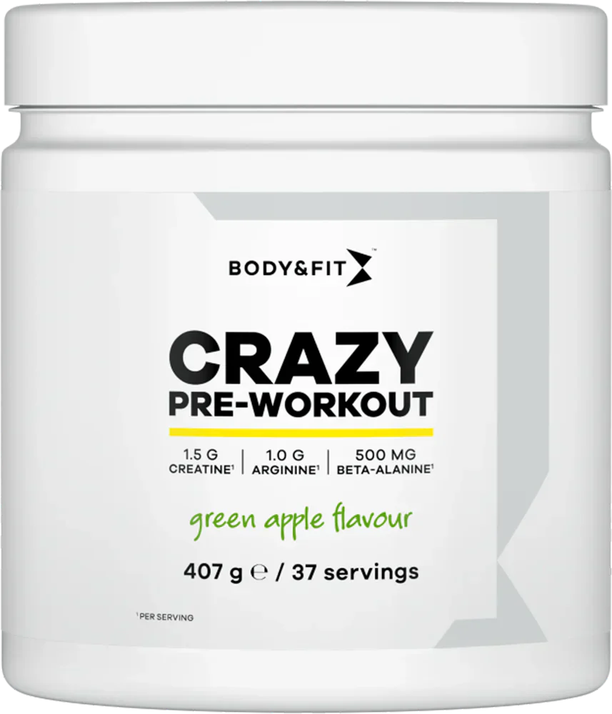 Body &amp; Fit Crazy Pre-Workout - 407 g Vihreä omena