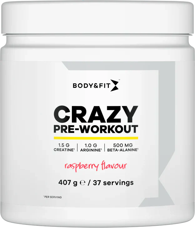 Body &amp; Fit Crazy Pre-Workout - 407 g Vadelma