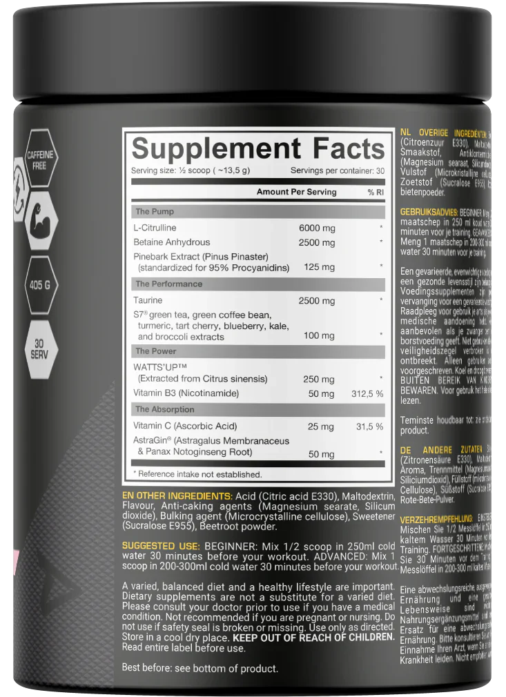 Dedicated Nutrition Unstoppable Pump - 405 g hedelmäpunssi