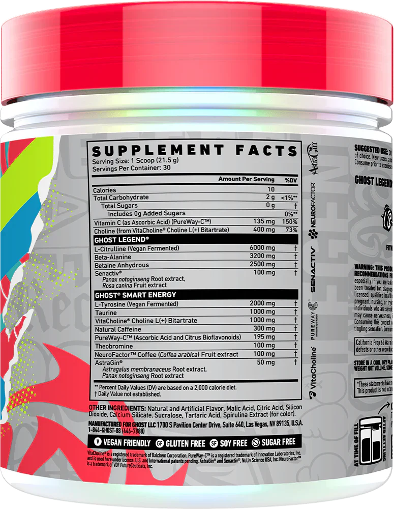 Ghost Legend V4 - 30 annosta Sour Strips -rainbow-karkkeja