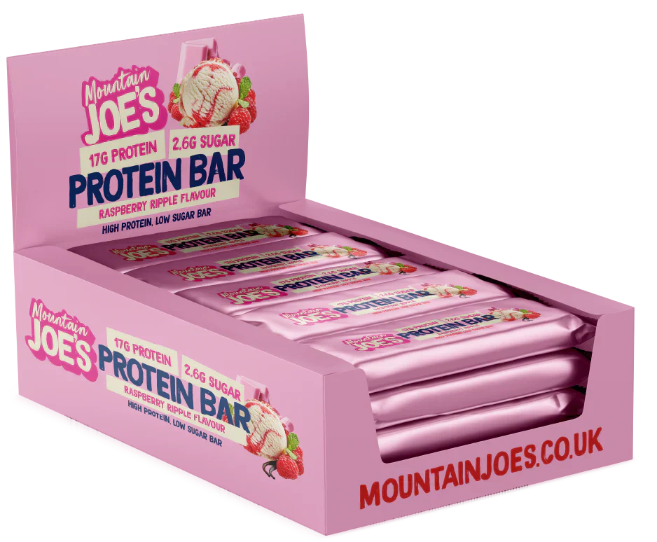 Mountain Joe's Protein Bar - 12 x 55g Raspberry Ripple