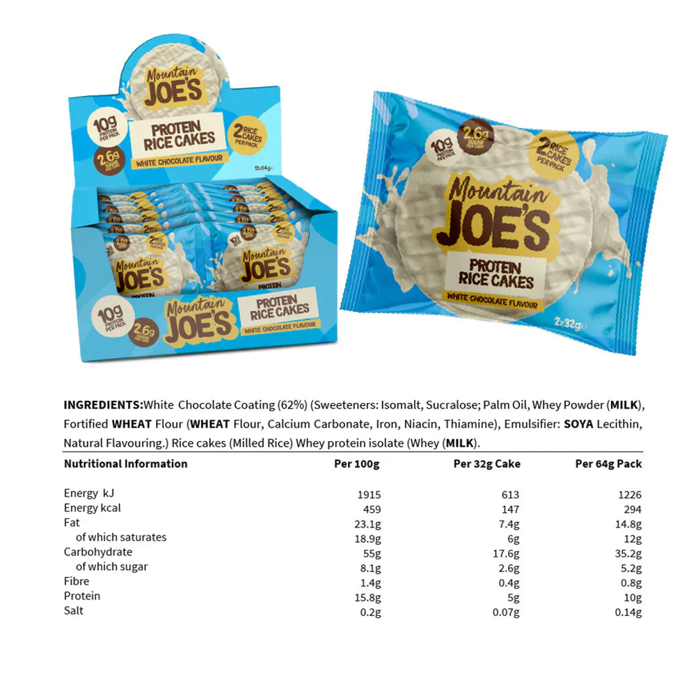 Mountain Joe's Protein Rice Cakes - 12 x 64 g White chocolate