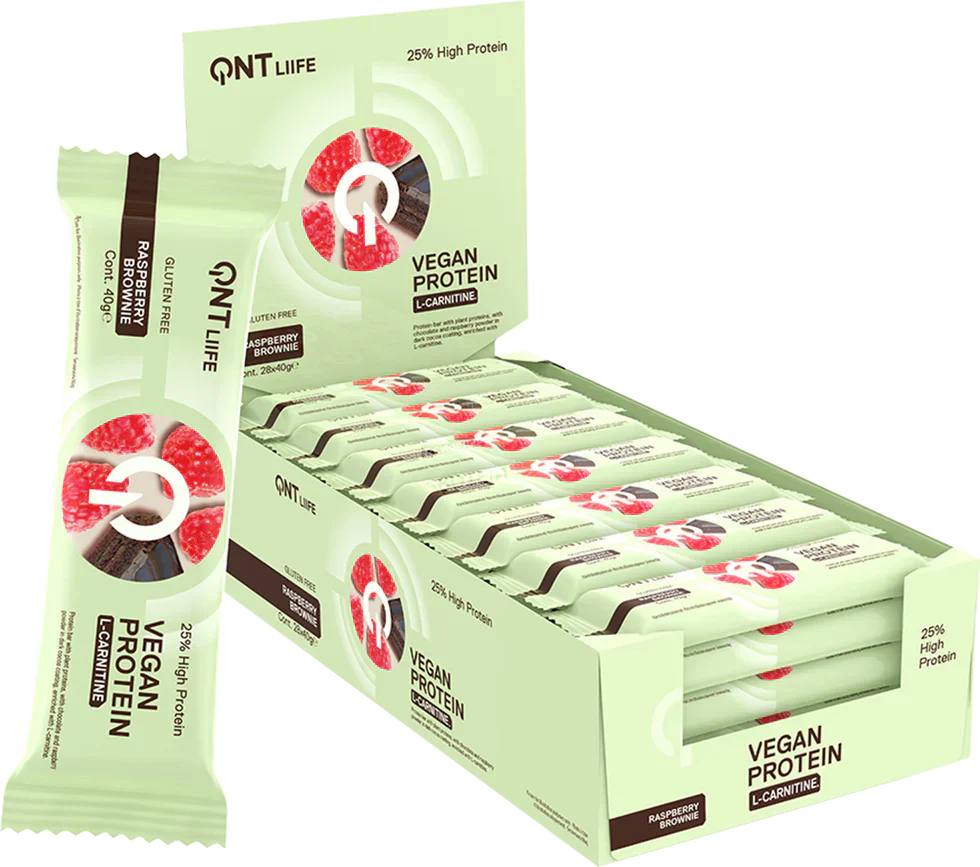 QNT Vegan Protein Bar - 28 x 40 g Raspberry Brownie