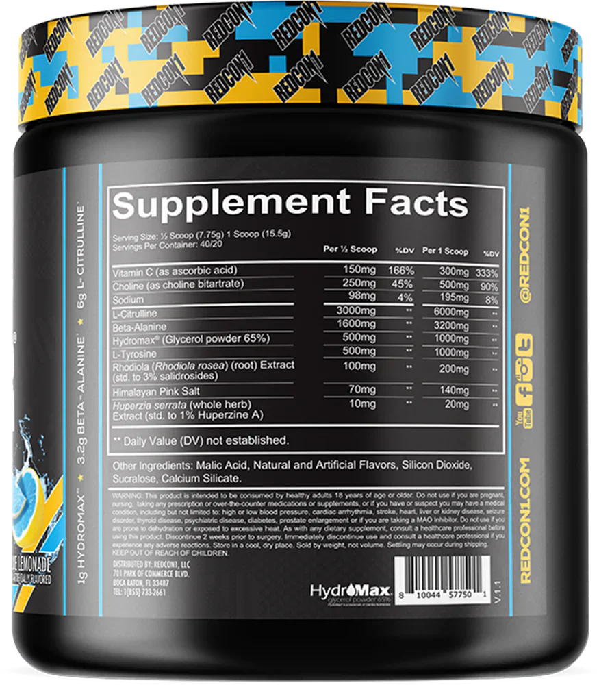 Redcon1 Total War Pump - 20 annosta Sininen Lemonade