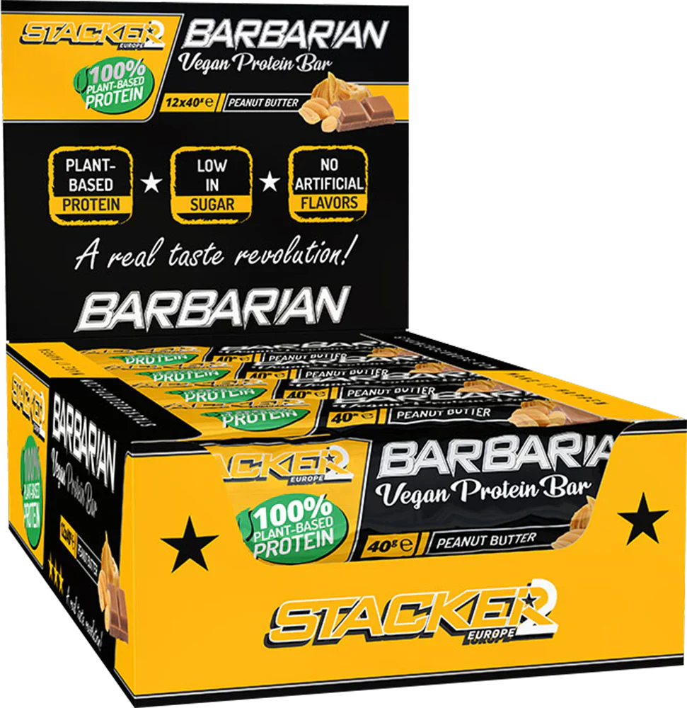 Stacker2 Barbarian Vegan Protein Bar - 12 x 40 g Peanut Butter