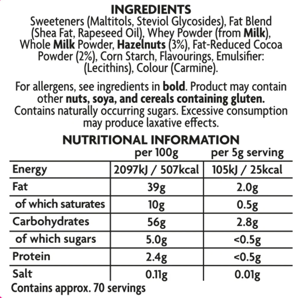 The Skinny Food Co Vähäsokerinen Levite - 350 g Hasselpähkinä ja Valkosuklaa