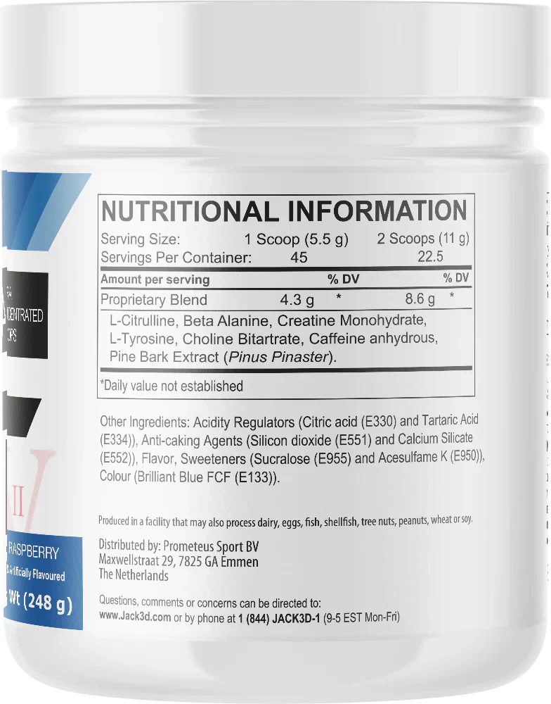 Jack3d Advanced Pre-Workout -sininen vadelma