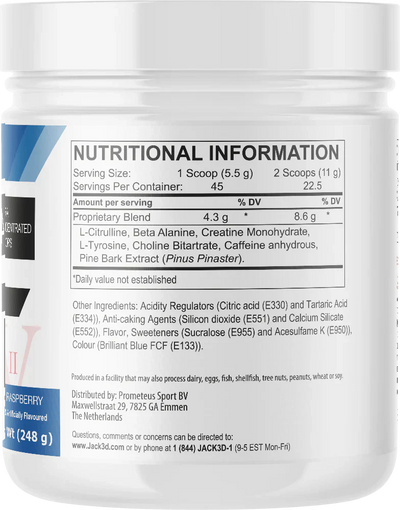 Jack3d Advanced Pre-Workout -sininen vadelma