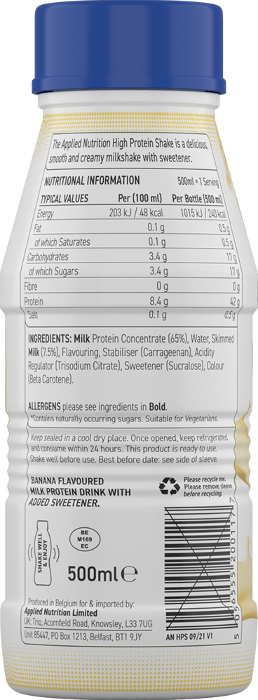 Applied Nutrition proteiinijuomapirtelö - 8 x 500 ml Banana Delight 