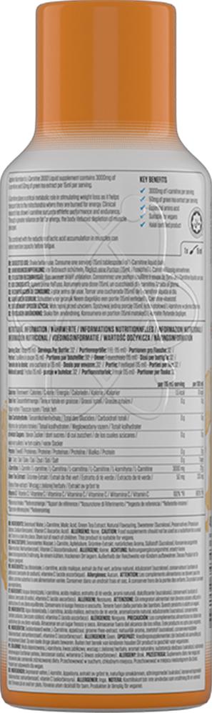 Applied Nutrition nestemäinen L-karnitiini - 480 ml kirpeän appelsiini