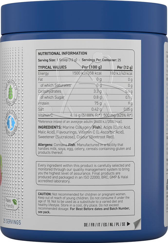 Applied Nutrition Marine Collagen Powder - 300 g Mansikka-Vadelma