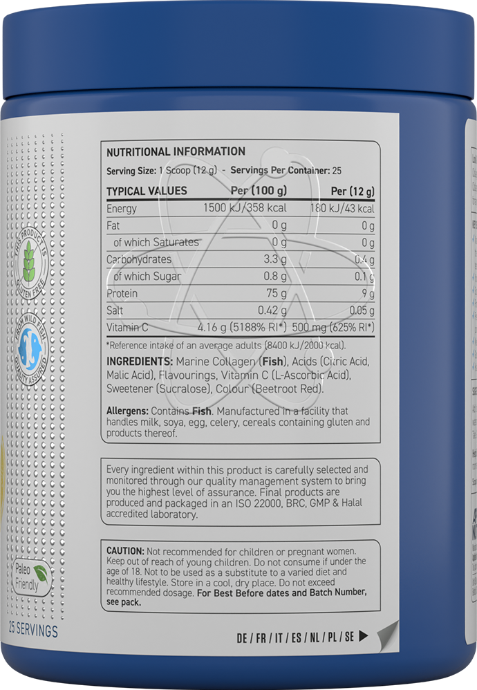 Applied Nutrition Marine Collagen Powder - 300 g mansikka-limonadi