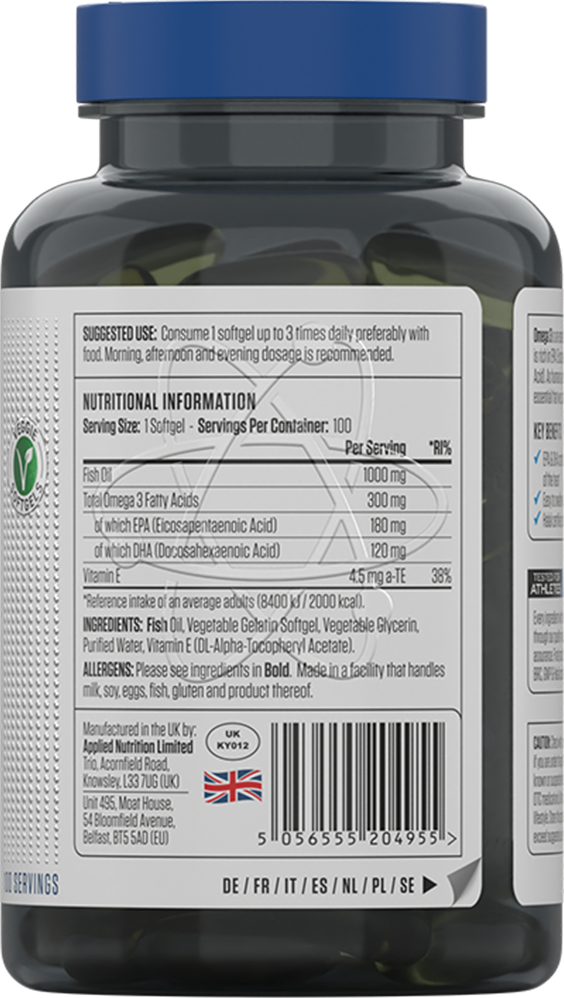 Applied Nutrition Omega 3 - 100 pehmeäkapselia
