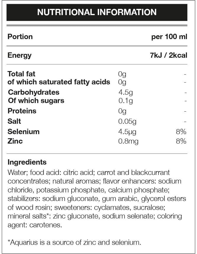Aquarius Zero Sugar - 12 x 500 ml - Punainen persikka