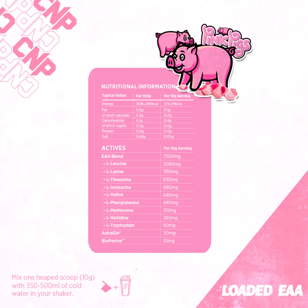 CNP-täytetyt EAA-rakeet - 300 g Pink Pigs