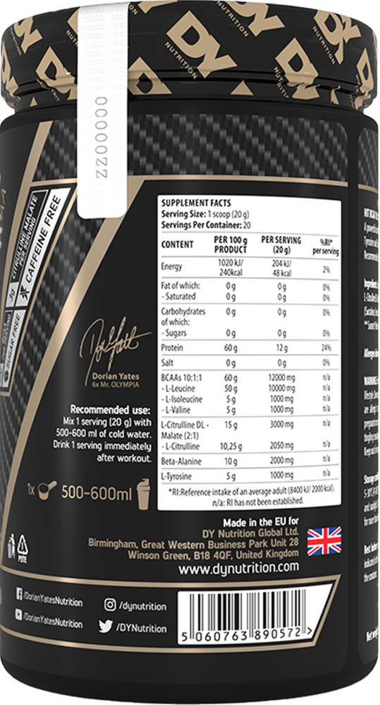 Dorian Yates Nutrition HIT BCAA 10:1:1 - 400 g Mango