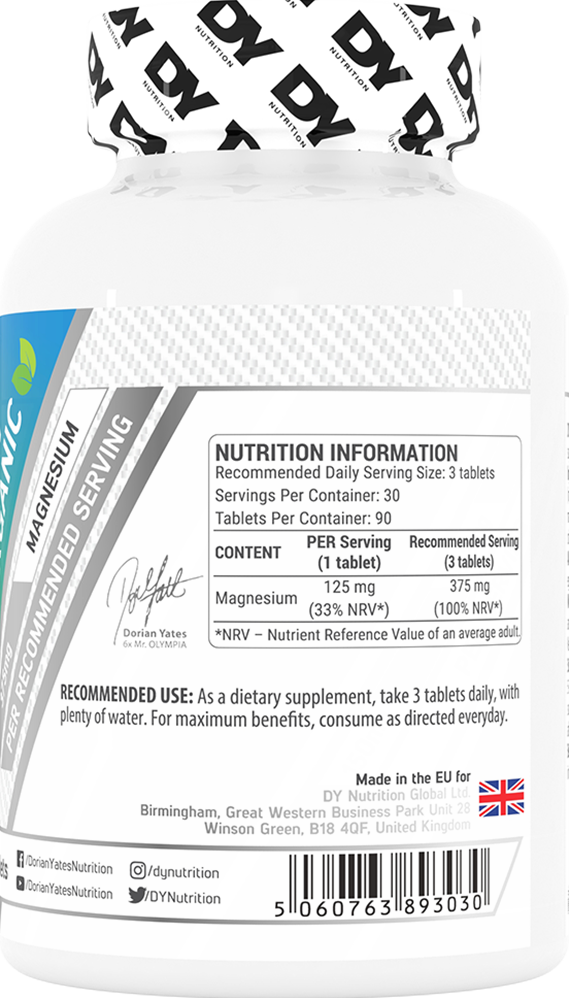 Dorian Yates Nutrition Magnesium Organic - 90 tablettia