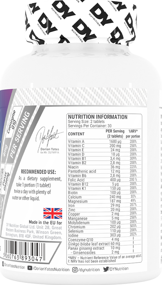 Dorian Yates Nutrition -monivitamiinikompleksi - 60 tablettia