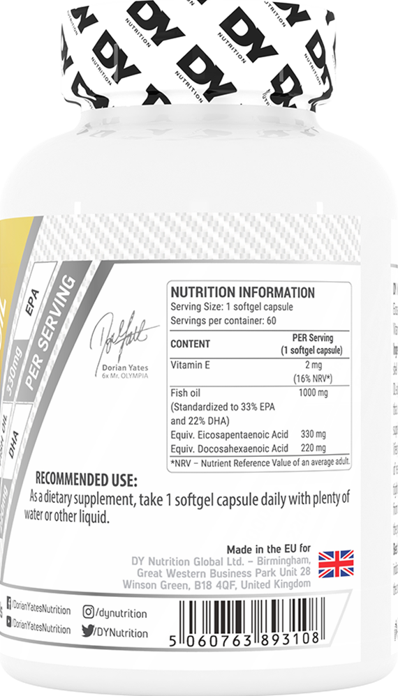 Dorian Yates Nutrition Omega-3 -kalaöljy - 60 geeliä