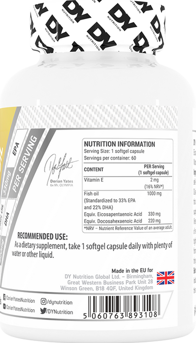 Dorian Yates Nutrition Omega-3 -kalaöljy - 60 geeliä