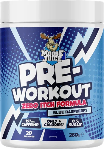 Muscle Moose Pre-Workout Zero Itch Formula - 20 annosta, sininen vadelma