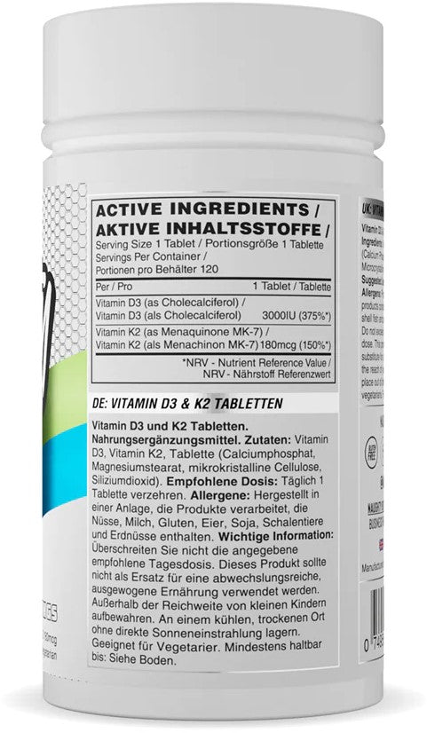 Naughty Boy D3+K2-vitamiini - 120 tablettia