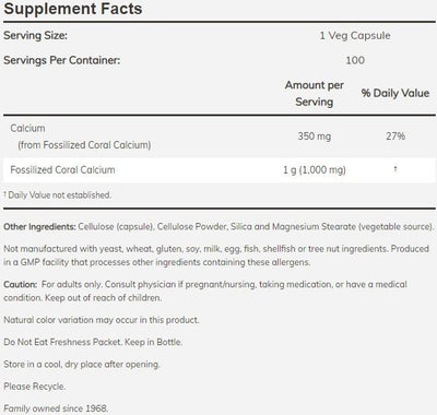 NOW Foods NOW1279 Korallikalsium 1000 mg - 250 kasviskapselia