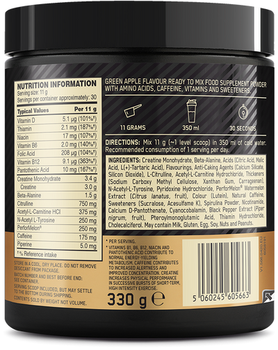 Optimum Nutrition Gold Standard Pre-Workout - 330 g Vihreä omena