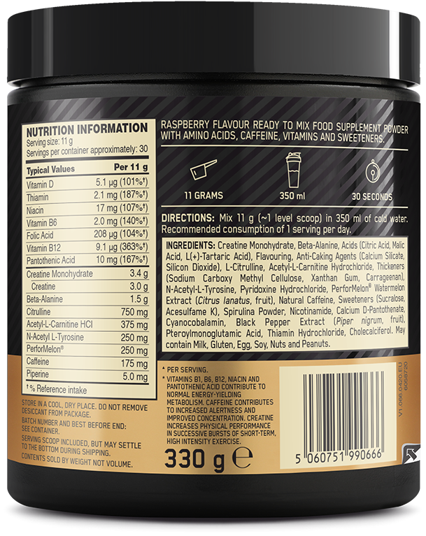 Optimum Nutrition Gold Standard Pre-Workout - 330 g Sininen vadelma