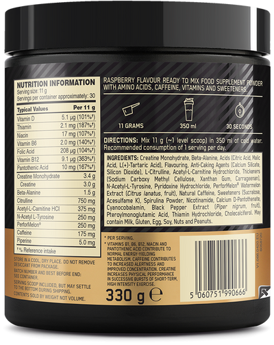 Optimum Nutrition Gold Standard Pre-Workout - 330 g Sininen vadelma