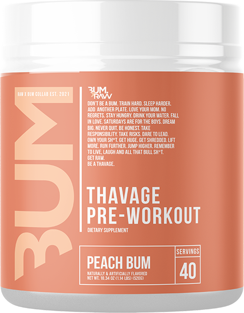 RAW CBUM Thavage Pre-Workout - 40 annosta Peach Bum