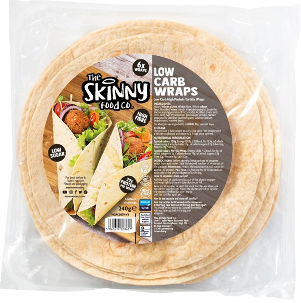The Skinny Food Co Vähähiilihydraattiset Wrapit - 6 x 40 g