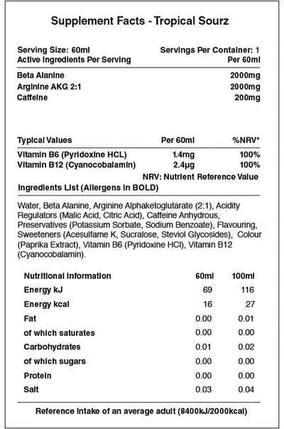 Warrior Rage Energy Shots - 12 x 60 ml Lemon Lime